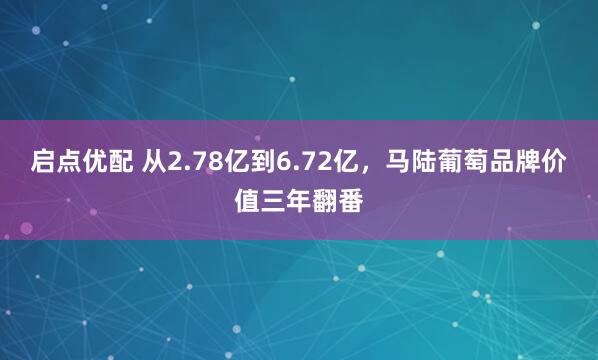 启点优配 从2.78亿到6.72亿，马陆葡萄品牌价值三年翻番